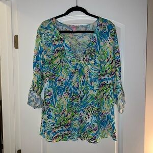 Lilly Pulitzer Multicolor Blouse with Blue and Green